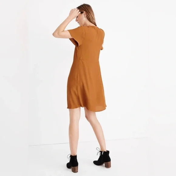 Madewell Burnt Orange Button Down Short Sleeve Dress - Picture 3 of 9
